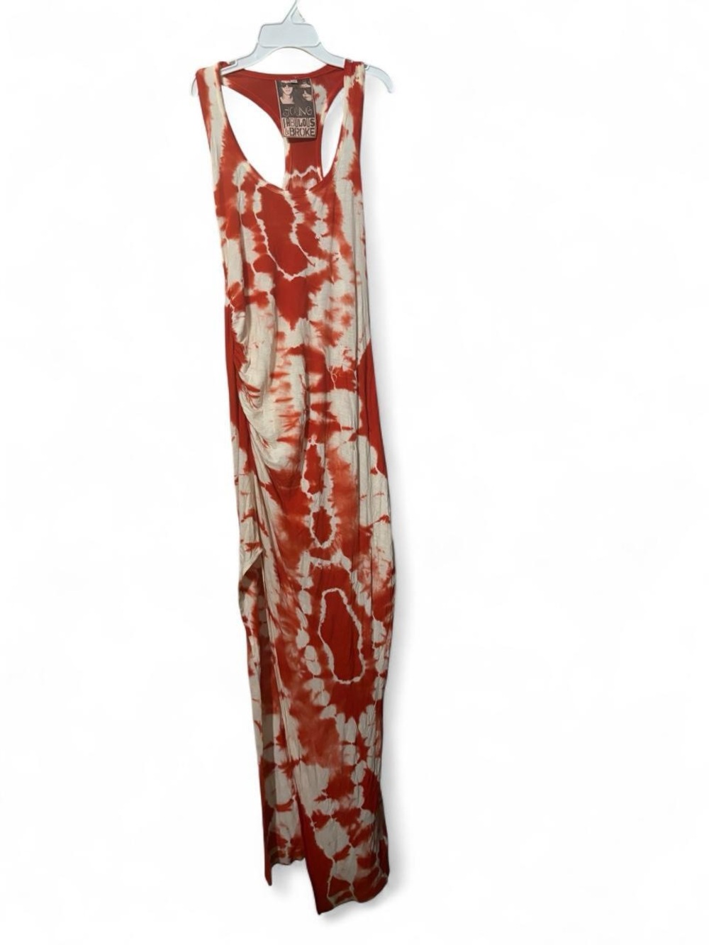 Tie-Dye Maxi Tank Dress in Rust and Cream